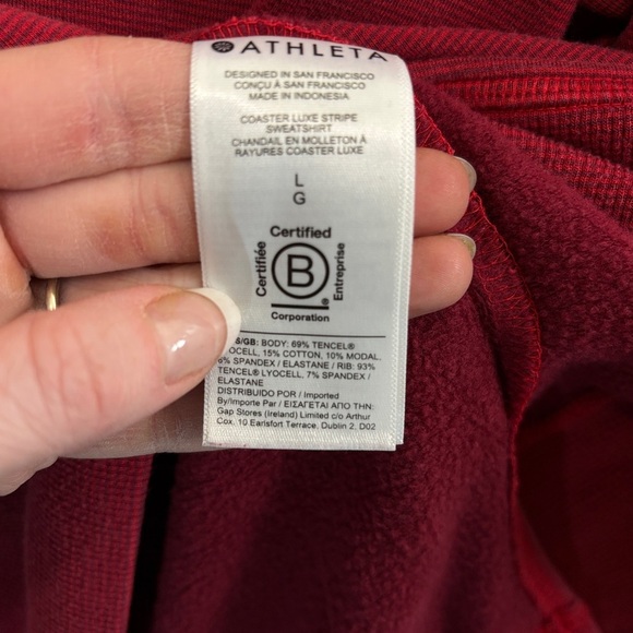 Athleta Red Crew Neck Sweater with Ribbed Details - Picture 4 of 4